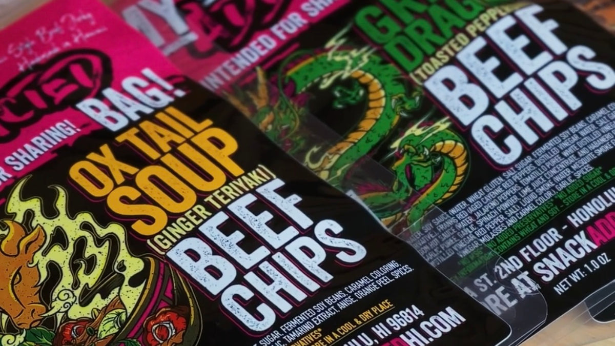 Snack Addicted Hawaii Crispy Beef Jerky Chips & Core Flavors Snackaddicted