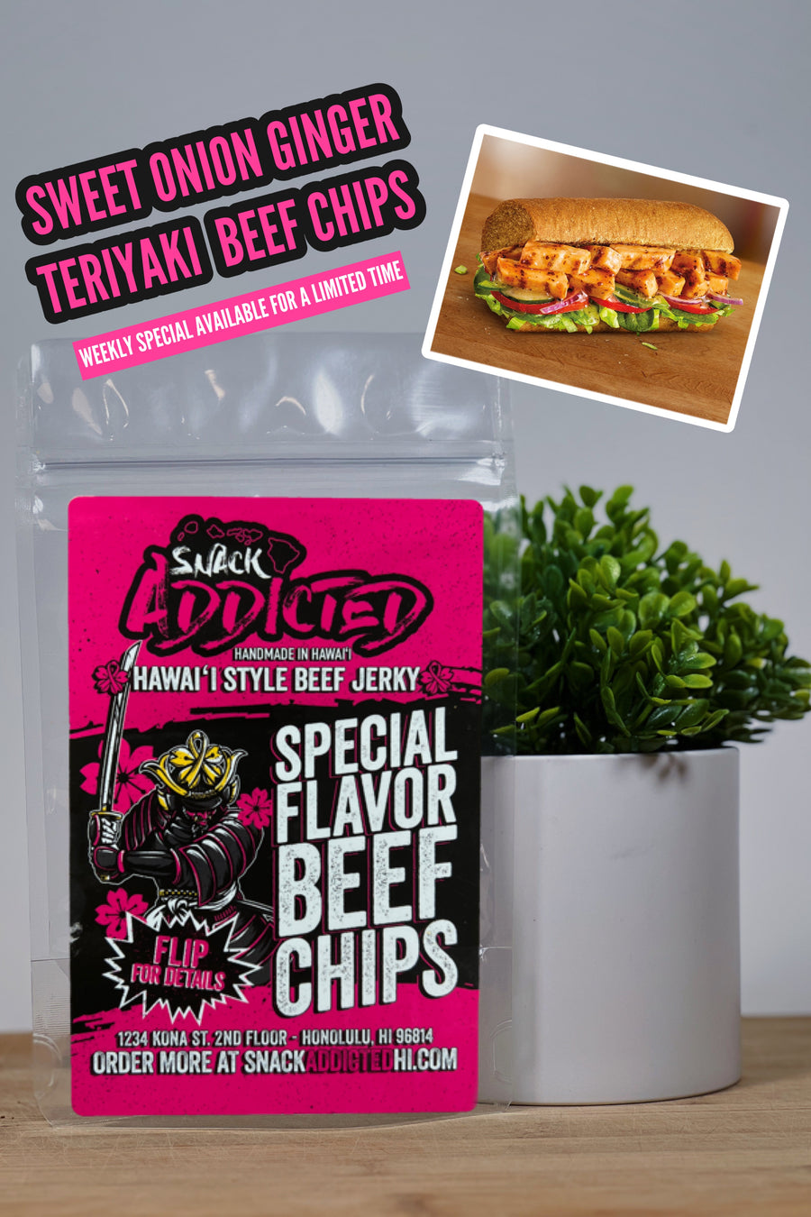 Sweet Onion Ginger Teriyaki Flavored Beef Chips