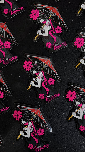 Snack Addicted Geisha Umbrella Girl Sticker